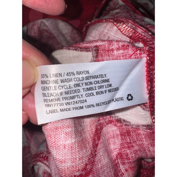 Rhode Zinnia Floral Print Bell Sleeve Midi Dress Red/Pink Floral Linen/Rayon 14 - Picture 10 of 15